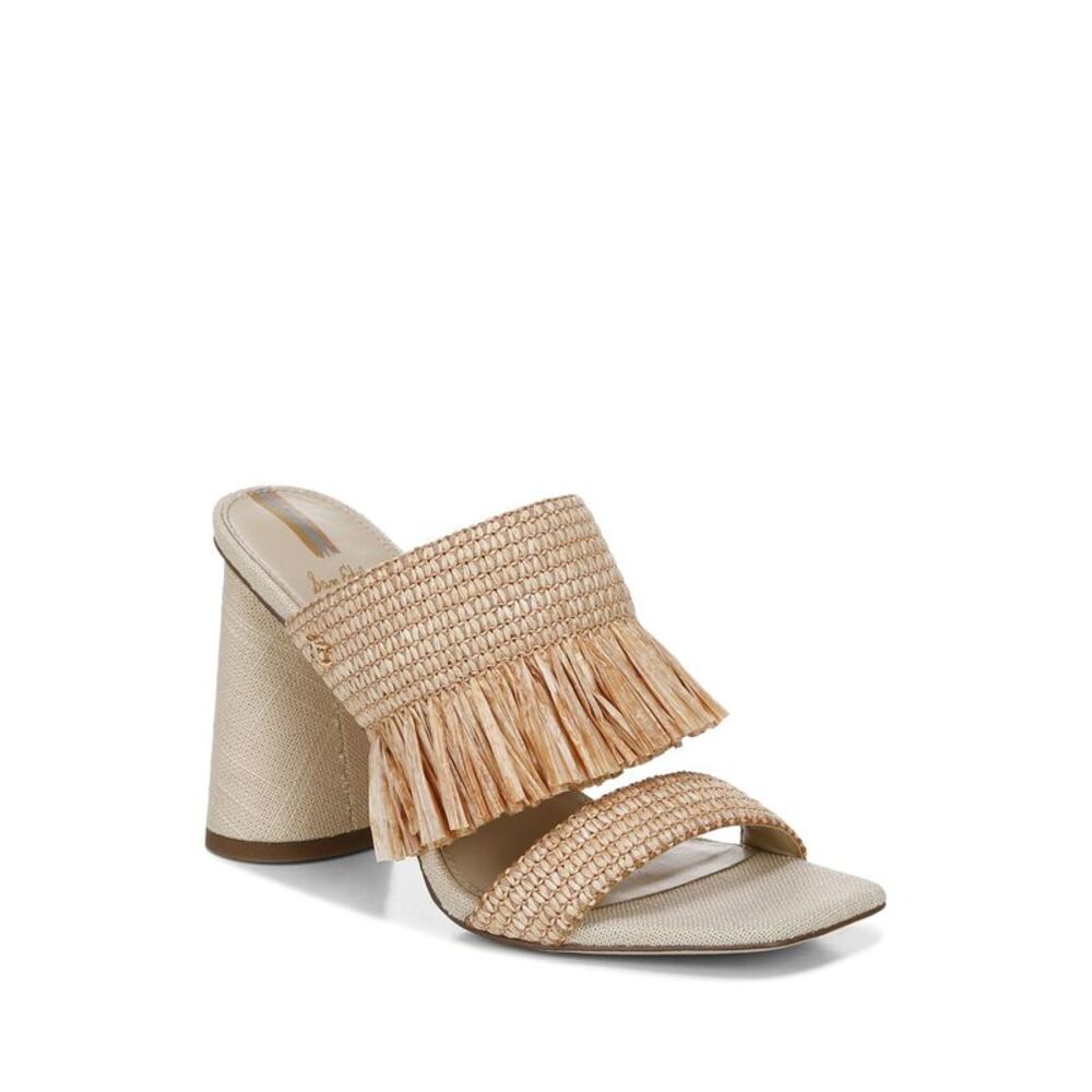 NWT SAM EDELMAN Womens Pink Fringed Kamryn Toe Flare Slip On Heeled Sandal 7 M